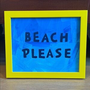 Yellow Framed‎ “Beach Please” Acrylic Painting
